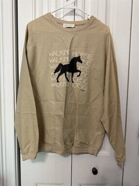 Vitnage 80's Walking Horse Top Pullover Priscilla Wright design Top Brass Tan